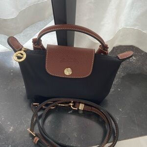 Longchamp Le Pliage Mini Canvas Crossbody Tote Black